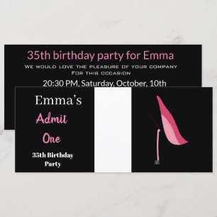 Toelating Ticket Womans Elegant Black Birthday Kaart