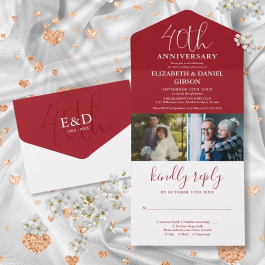 Toen en nu 2 foto 40e bruiloft Jubileum All In One Uitnodiging