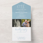 Toen en nu 2 foto 60e bruiloft Jubileum All In One Uitnodiging (Binnen)