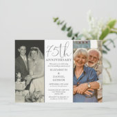 Toen en Nu 2 Foto 75ste huwelijksjubileum Kaart (Staand voorkant)