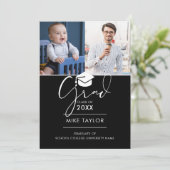 Toen en nu 3 foto Afstuderen aankondiging (Staand voorkant)