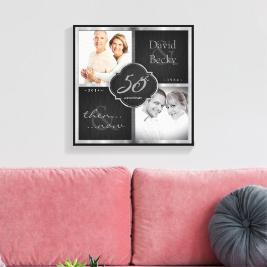 Toen en nu 50ste bruiloft Jubileum Canvas Afdruk (Insitu (Woonkamer))
