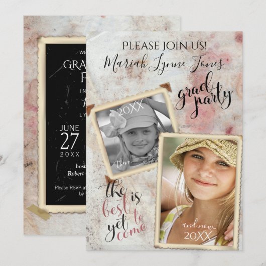 Toen en Nu Afstuderen FOTOLIJSTEN Kaart (Voorkant / Achterkant)