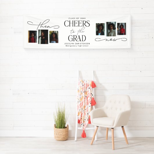 Toen en nu Photo Collage Graduation Party Spandoek (Insitu)