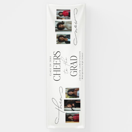 Toen en nu Photo Collage Graduation Party Spandoek (Verticaal)