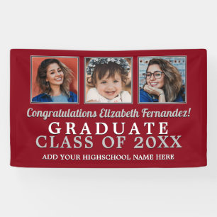 Toen en Nu Schoolkleuren Afstuderen Spandoek