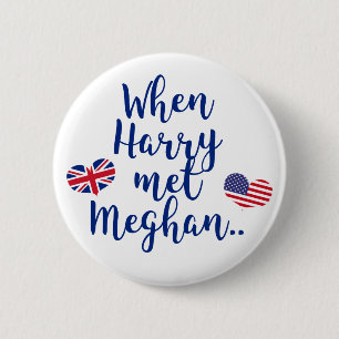 Toen Harry Meghan ontmoette   Fun Royal Wedding Ronde Button 5,7 Cm
