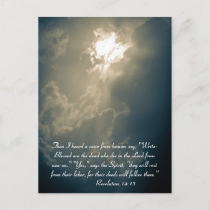 Toen hoorde ik een stem uit de hemel zeggen: "Schr Briefkaart