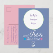 Toen waren er 3 baby aankondiging postkaart. (Voorkant / Achterkant)