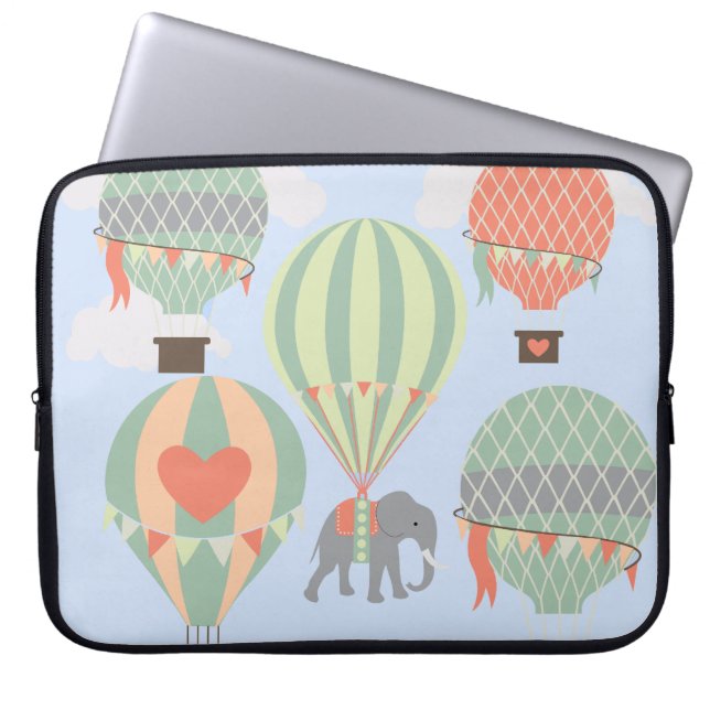 Toenemende luchtballonnetjes met luchtlephant laptop sleeve (Voorkant)