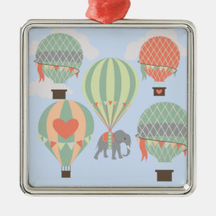 Toenemende luchtballonnetjes met luchtlephant metalen ornament