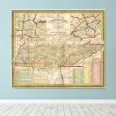 Toennessee-kaart (1851) canvas afdruk (Insitu (Houten vloer))
