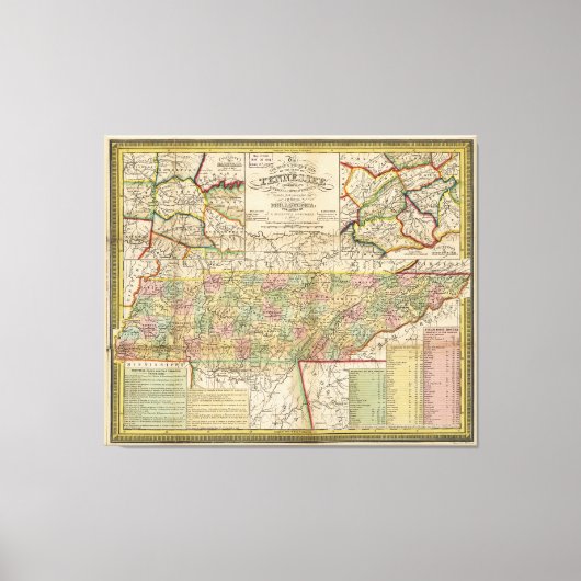 Toennessee-kaart (1851) canvas afdruk (Voorkant)