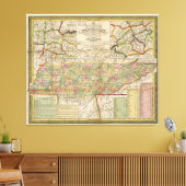 Toennessee-kaart (1851) canvas afdruk (Insitu (Woonkamer))