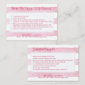 Toepassingsinstructies voor lippenproductdistribut visitekaartje (Voorkant / Achterkant)