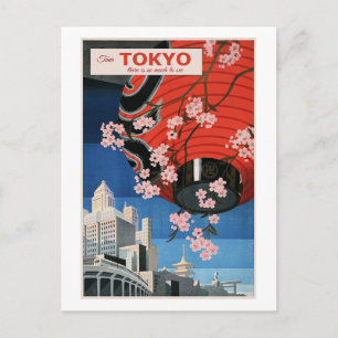 Toer door Tokio, Japan, reisposter, Briefkaart