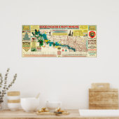 Toerentekaart van de snelweg rond het Custer-slagv Poster (Keuken)