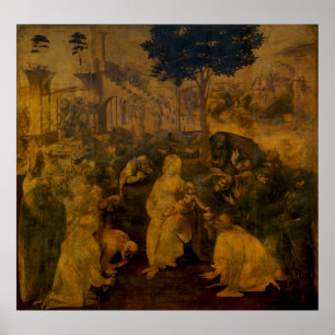 Toergering van de Magi door Leonardo da Vinci (gro Poster