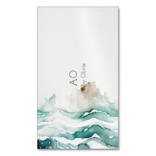 Toeriquoise green pastel waterverf magnetisch visitekaartje