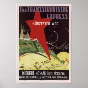 Toerisme. Transsiberische express USSR 1930 Poster