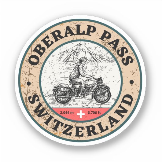Toerisme van de Oberalp Pass-zwitserse motorfiets Sticker (Voorkant)