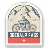 Toerisme van de Oberalp Pass-zwitserse motorfiets Sticker (Voorkant)