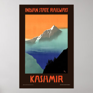 Toerismereizen in Kasjmir Art Deco India Poster