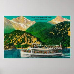 Toerist Steamer op het Diablomeer, Skagit Poster