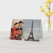  toeristen op vakantie in Eiffeltoren Kaart (Gele Bloem)