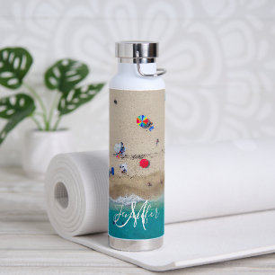 Toeristen Zonnebaden Foto met Ocean Monogram Naam Waterfles