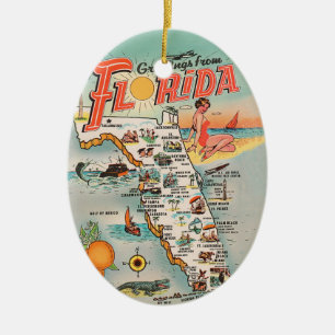 toeristenkaart van Florida Keramisch Ornament