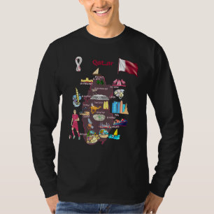 Toeristenkaart van Qatar met bestemmingen grote st T-shirt