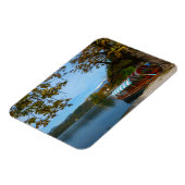 Toeristische boten in het meer van Bled in de herf Magneet (Linkerzijde)