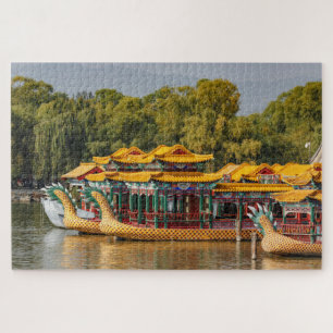 Toeristische drakenboten Kunmingmeer Legpuzzel