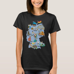 Toeristische kaart van Duitsland met bezienswaardi T-shirt