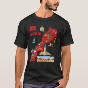 Toeristische kaart van Marokko Grote steden Vlag S T-shirt