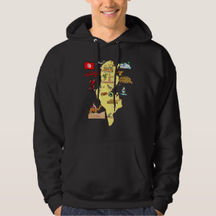 Toeristische kaart van Tunesië Hoodsteden In Arabi Hoodie