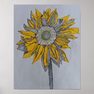 Toernesol, zonnebloem, Gele bloem, Gele kunst Poster