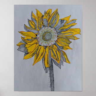 Toernesol, zonnebloem, Gele bloem, Gele kunst Poster