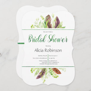 Toespraak van de Feather en de Foliage Boho Bridal Kaart