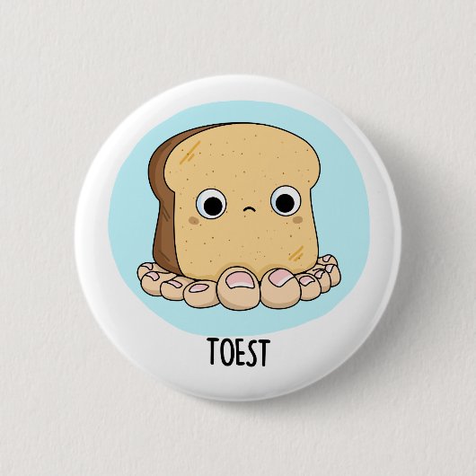 Toest Funny Toast met Toes Pun Ronde Button 5,7 Cm (Voorkant)