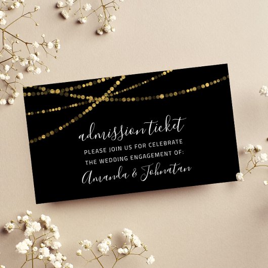 Toestemming Ticket Wedding Gold Licht Black White