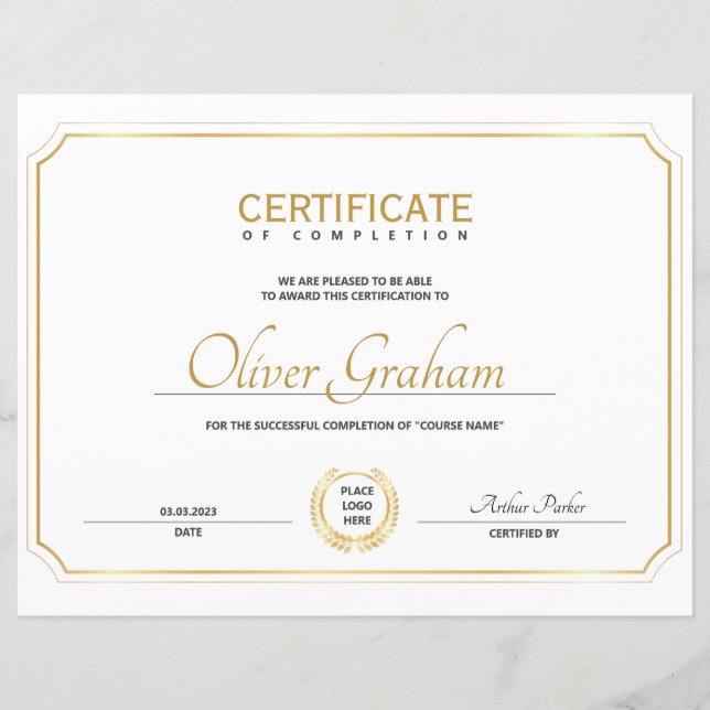 Toestemming voor het bewijs van voltooiing (Voorkant)