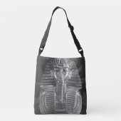 Toetanchamons gezicht in zwart-wit patroon crossbody tas (Achterkant)