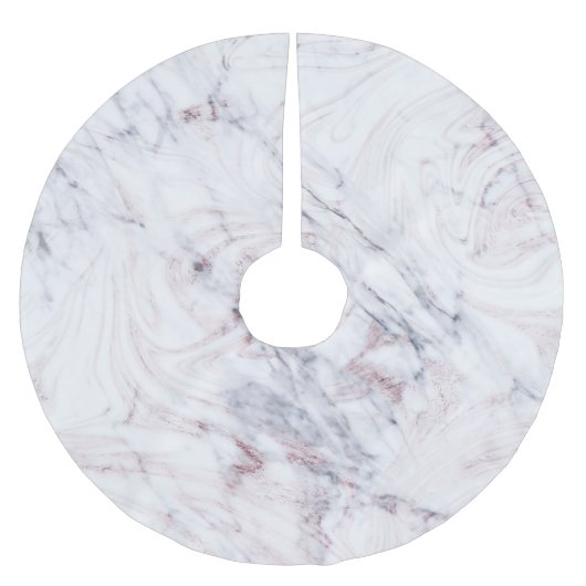 Toets van Rose Witte & Grijze Marmer Swirl Chic Kerstboom Rok (Voorkant)