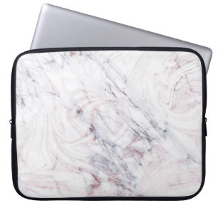 Toets van Rose Witte & Grijze Marmer Werveling Chi Laptop Sleeve