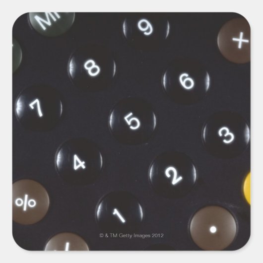 Toetsen op een rekenmachine vierkante sticker (Voorkant)