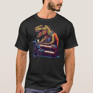 Toetsenbord muziekinstrument voor dinosaurussen en t-shirt