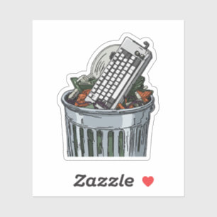 Toetsenbord op afvalbak sticker