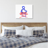 Toetsenbord speler stick outline rood blauw uitsne canvas afdruk (Insitu (Slaapkamer))